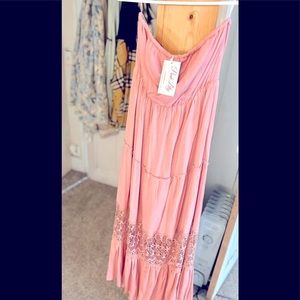 Pink lily strapless maxi dress
